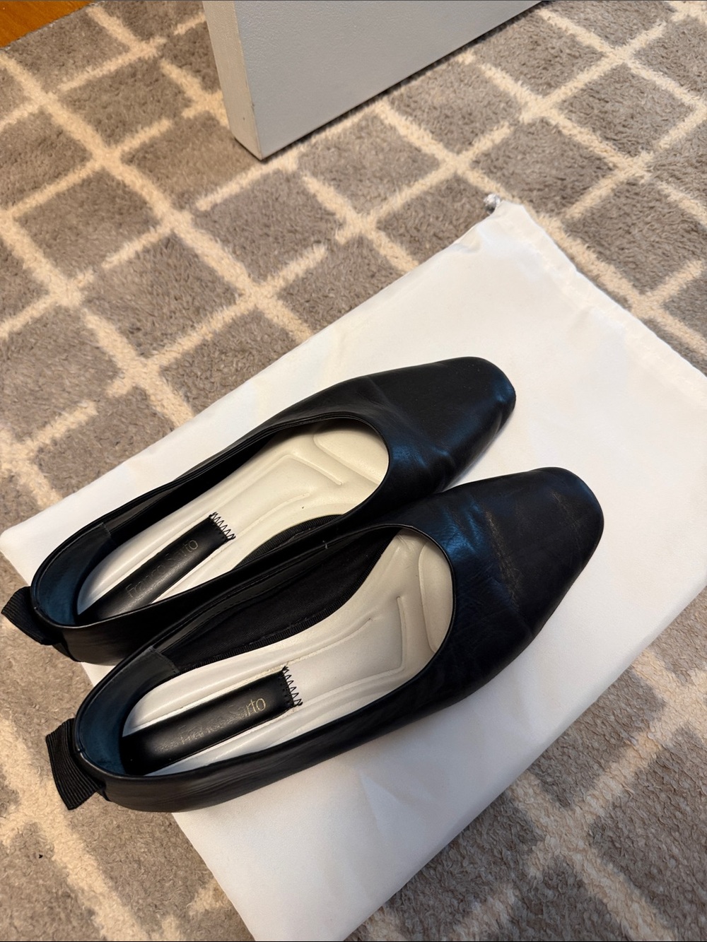 Franco Sarto Black Square-Toe Ballet Flats